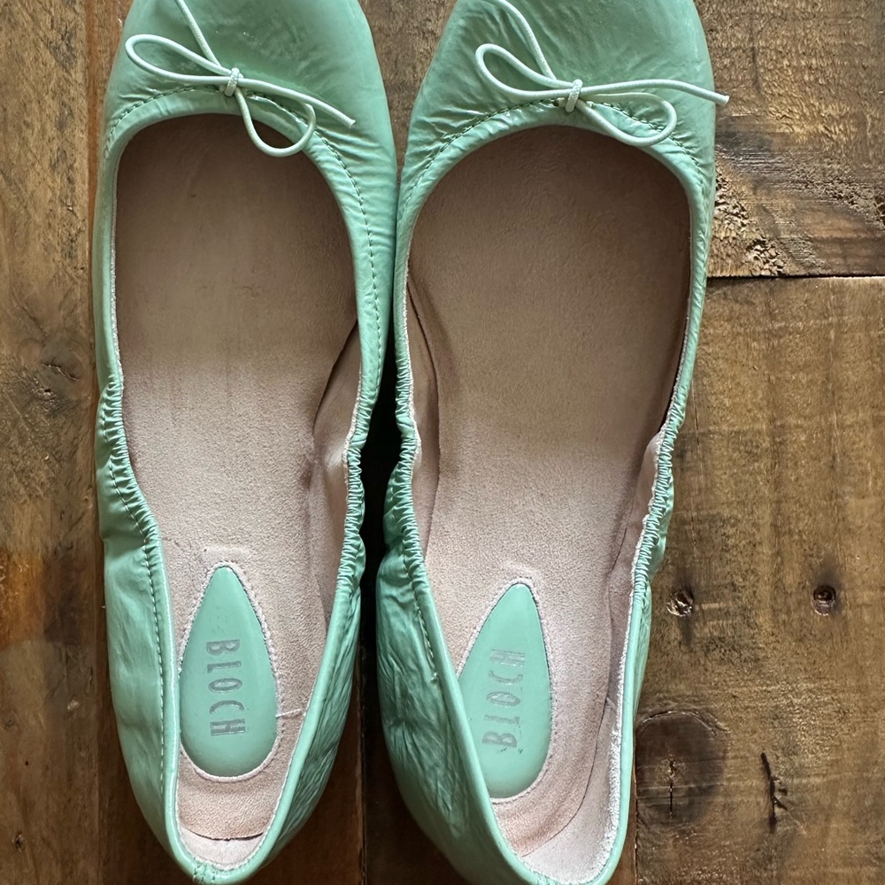 Bloch Patent Ballet Flats in Mint Green